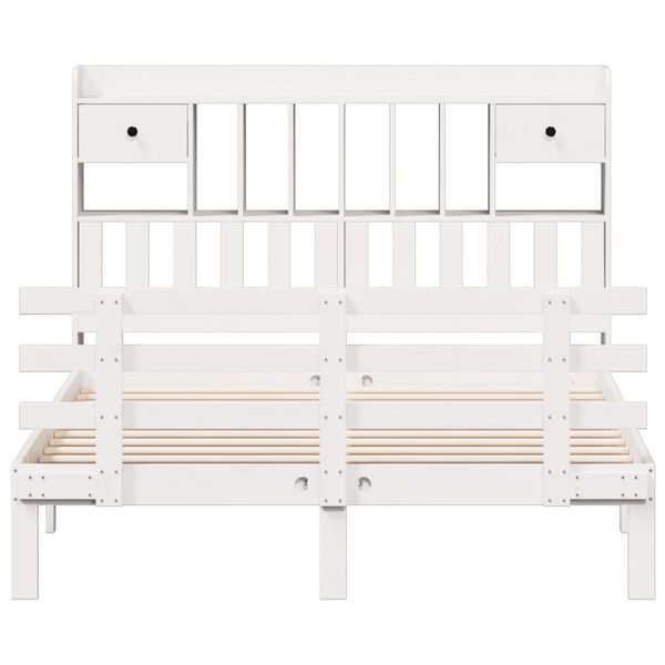vidaXL Bookcase Bed without Mattress White 140x190 cm Solid Wood Pine