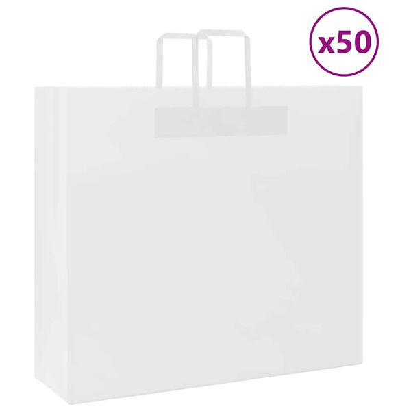 vidaXL Paper Bags 50 pcs with Handles White 54x15x49 cm