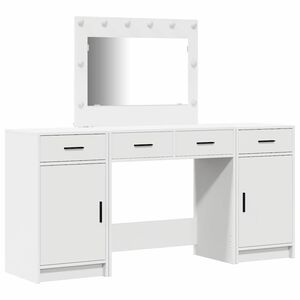 vidaXL Dressing Table with Mirror Lights 3 pcs White Engineered Wood