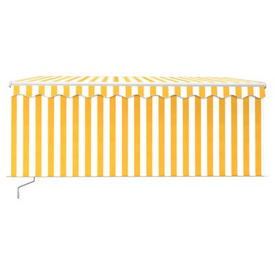 vidaXL Manual Retractable Awning with Blind 3x2.5m Yellow&White