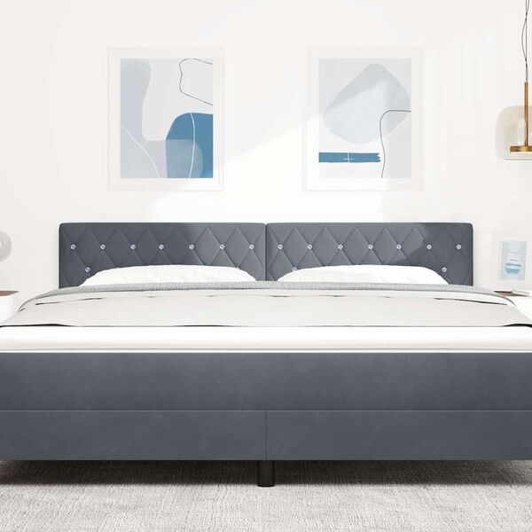 vidaXL Headboard with Headboard Dark Grey 180 cm Faux Leather
