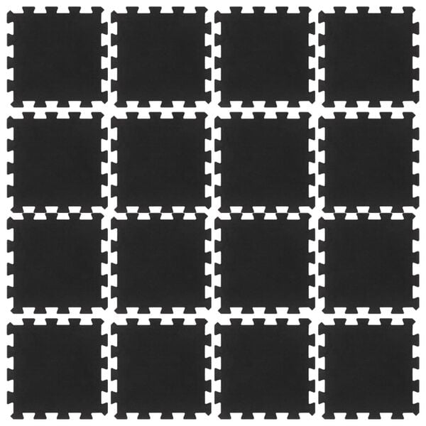 vidaXL Rubber Floor Tiles 16 pcs Black 16 mm 30x30 cm