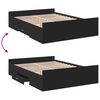 vidaXL Bed Frame with Drawers without Mattress Black 120x190 cm Small Double