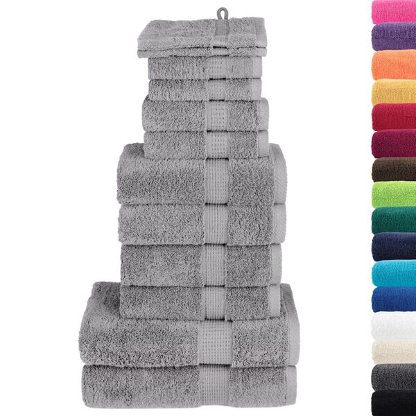 vidaXL 12 Piece Premium Towel Set SOLUND Grey 600 gsm