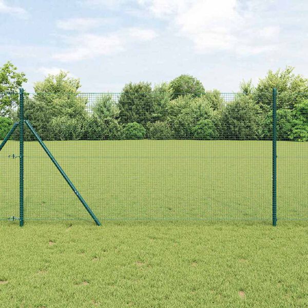 vidaXL Fence Post Green 25 x 1.4 m (19 x 19 mm mesh) Steel and PVC