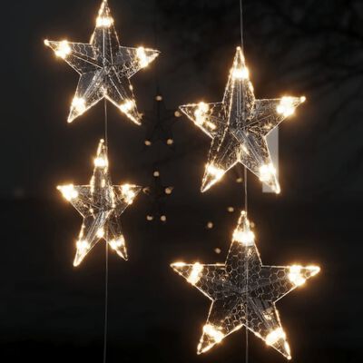 vidaXL LED Star Curtain Fairy Lights 500 LED Warm White 8 Function