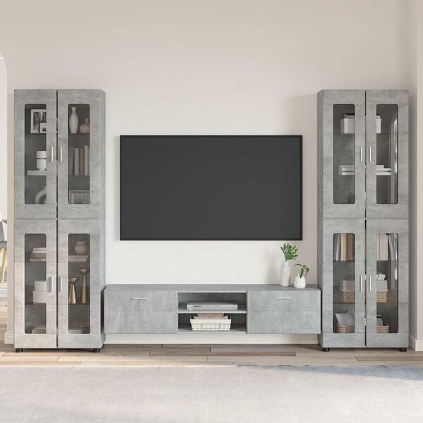 vidaXL TV Cabinet Set with Drawer Concrete Grey Engineered Wood