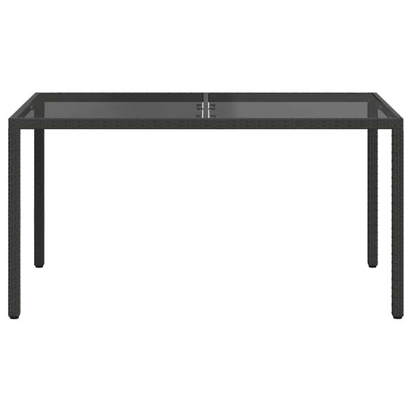 vidaXL Garden Table 150x90x75 cm Tempered Glass and Poly Rattan Black
