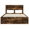 vidaXL Bed Frame with Mattress Smoked Oak 150 x 200 cm Solid Pine Wood