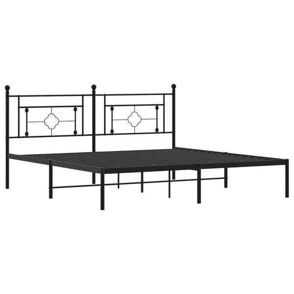 vidaXL Metal Bed Frame without Mattress with Headboard Black 183x213cm