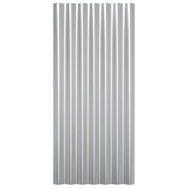 vidaXL Roof Panels 12 pcs Galvanised Steel Silver 80x36 cm