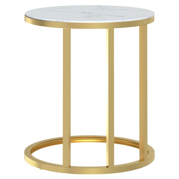 vidaXL Side Table Gold and White Marble 45 cm Tempered Glass