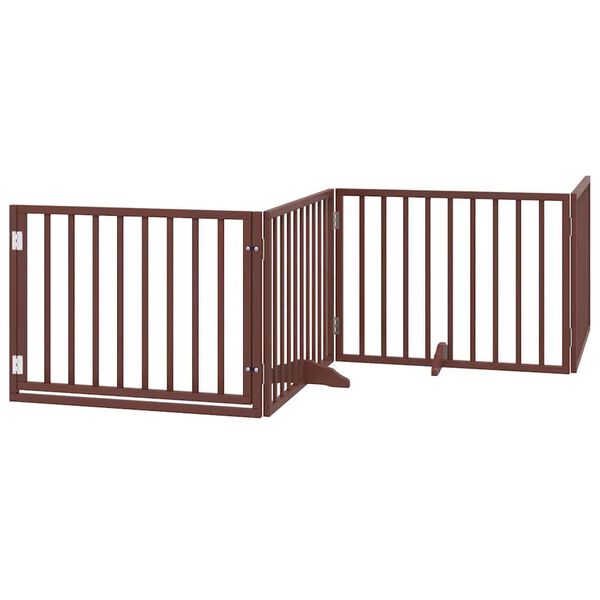 vidaXL Dog Gate with Door Foldable 6 Panels Brown 480 cm Poplar Wood