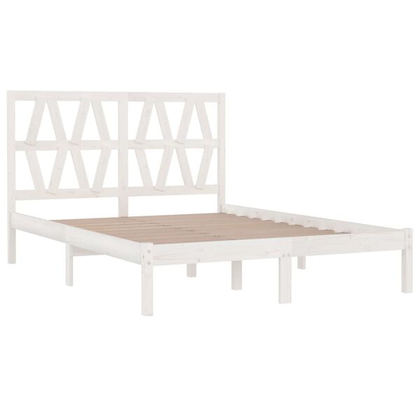 vidaXL Bed Frame without Mattress White Solid Wood Super King