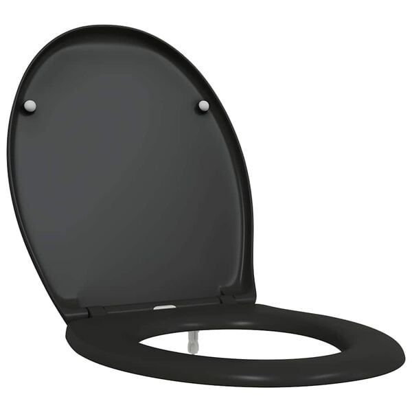 vidaXL Toilet Seat Black 47 x 37 x 4 cm Duroplast