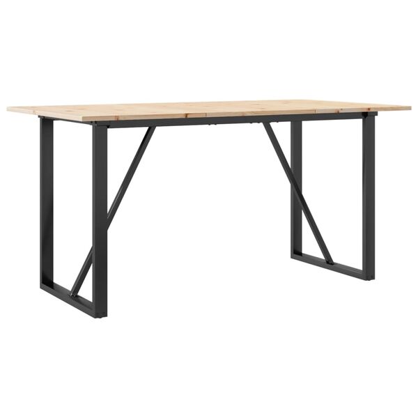 vidaXL Dining Table O-Frame 160x80x75 cm Solid Wood Pine and Steel