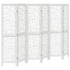 vidaXL Room Divider 6 Panels White Solid Wood Paulownia