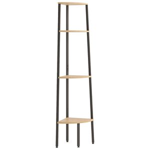 vidaXL 4-Tier Corner Shelf Light Brown and Black 45.5x31.5x150 cm