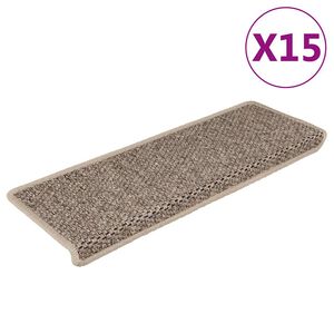 vidaXL Stair Mat | Set of 15 | Dark Beige