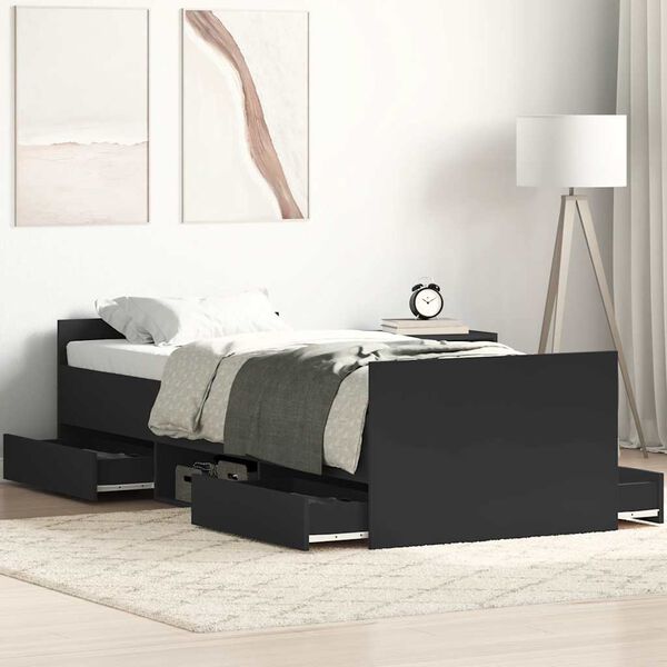 vidaXL Bed Frame without Mattress Black 90x200 cm