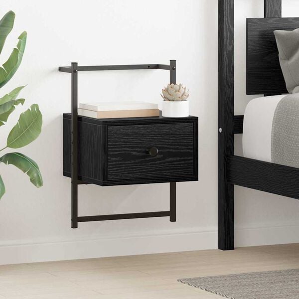 vidaXL Bedside Cabinet Black Oak 35 x 30 x 51 cm Engineered Wood