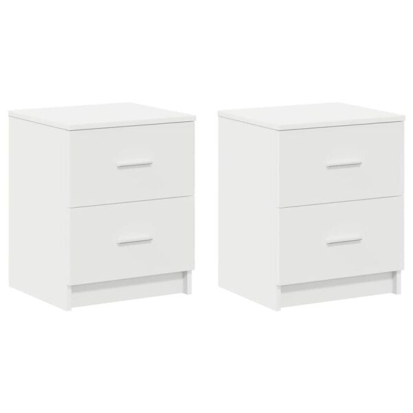 vidaXL Bedside Cabinets 2 pcs with 2 Drawers White 40x36x50 cm