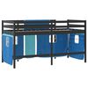 vidaXL Kids' Loft Bed with Curtains without Mattress Blue 90x200cm