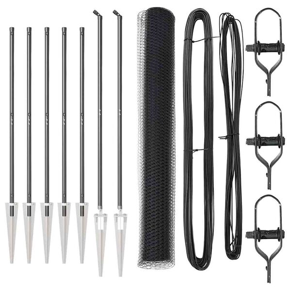 vidaXL Fence Post Grey 10 x 1.4 m (13 mm mesh) Steel and PVC