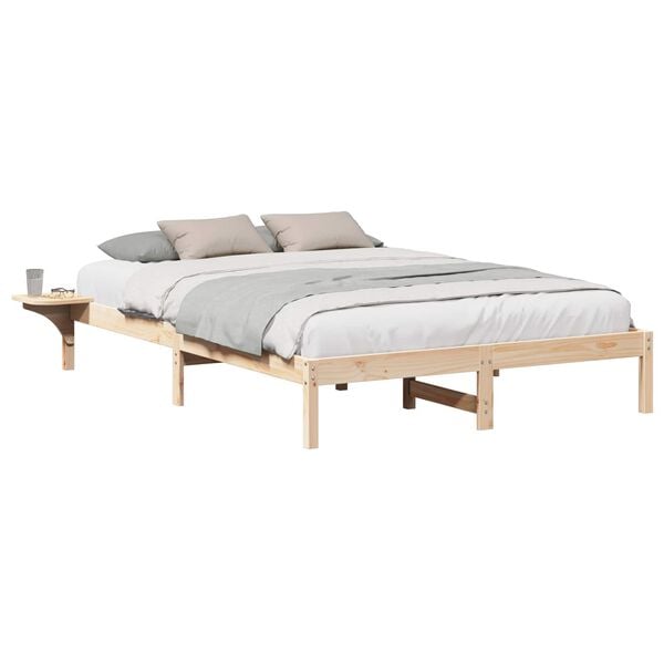 vidaXL Bed Frame Natural 160 x 200 cm Solid Pine Wood