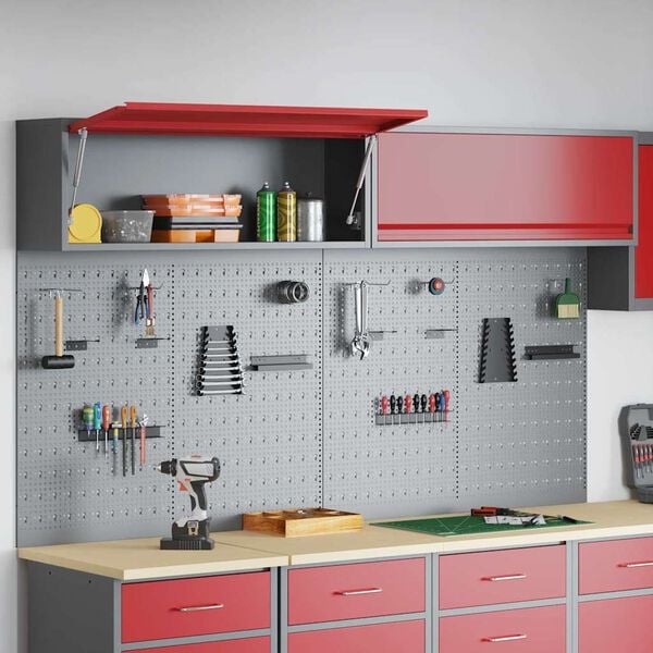 vidaXL Tool Cabinet Set with Shelf 6 pcs Red Powder-Coated Steel