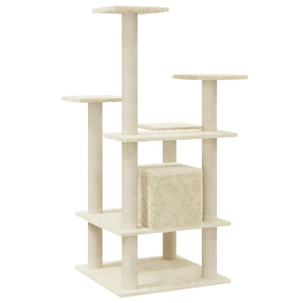 vidaXL Cat Tree with Sisal Scratching Posts Cream 110 cm vidaXL