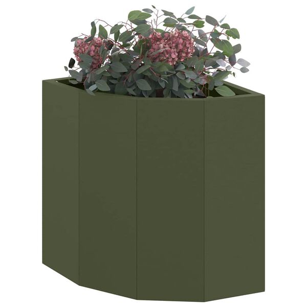 vidaXL Corner Planter Olive green 30 x 30 x 35 cm Steel