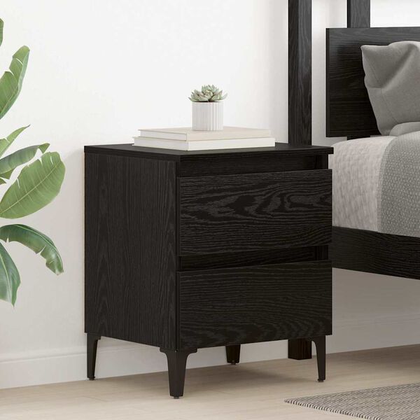 vidaXL Bedside Cabinet 2 pcs Black oak 40 x 35 x 50 cm Engineered wood