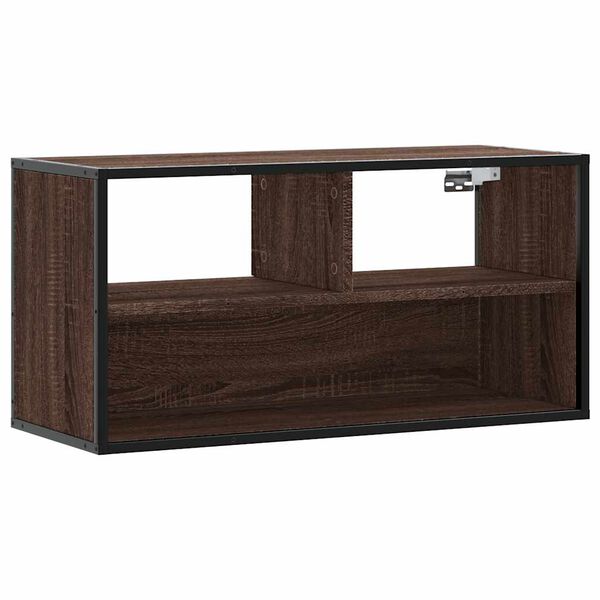 vidaXL TV Cabinet Brown Oak 80x31x39.5 cm Engineered Wood and Metal