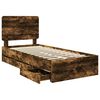 vidaXL Bed Frame with Drawer Smoked Oak 75 x 190 cm Engineer Wood