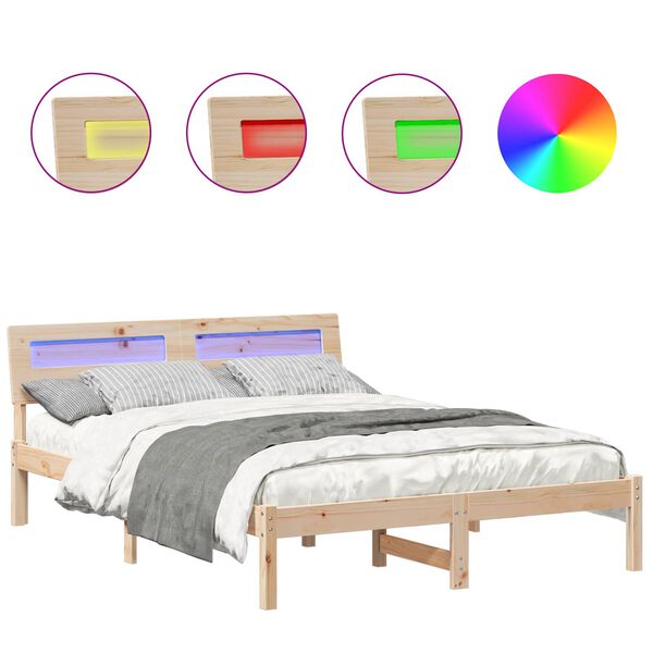 vidaXL Bed Frame with Headboard Brown 120 x 190 cm Solid Pine Wood