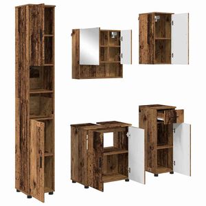vidaXL Bathroom Furniture Set 5 pcs Old Wood 61 x 35 x 64 cm