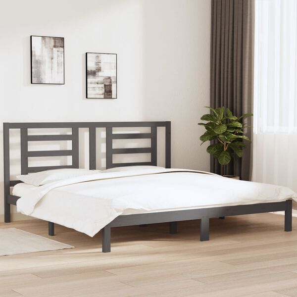vidaXL Bed Frame without Mattress Grey 200x200 cm Solid Wood Pine