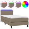 vidaXL Box Spring Bed with Mattress&LED Taupe 90x190cm Fabric