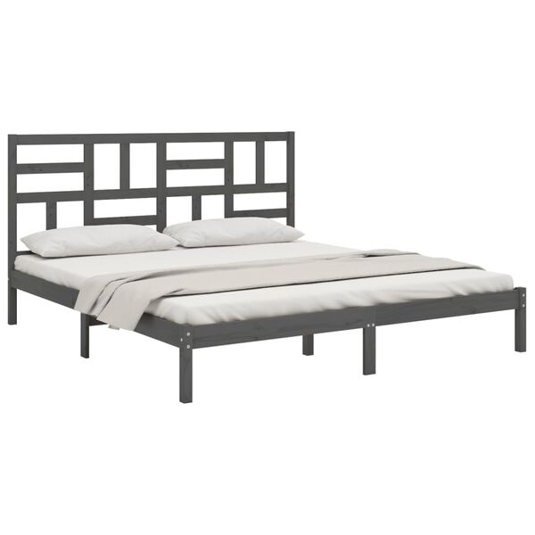 vidaXL Bed Frame without Mattress Grey Solid Wood 200x200 cm
