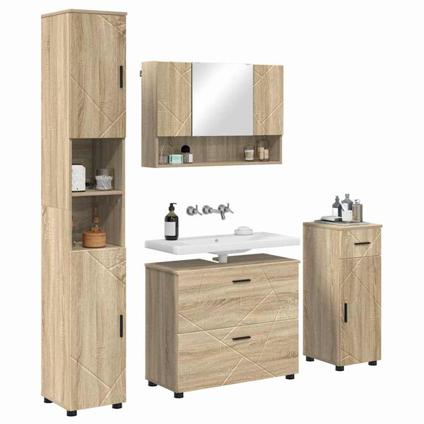 vidaXL Bathroom Furniture Set with Drawer with Shelf 4 pcs Sonoma Oak