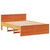 vidaXL Bed Frame without Mattress with Headboard Wax Brown 160x200 cm Solid Wood Pine
