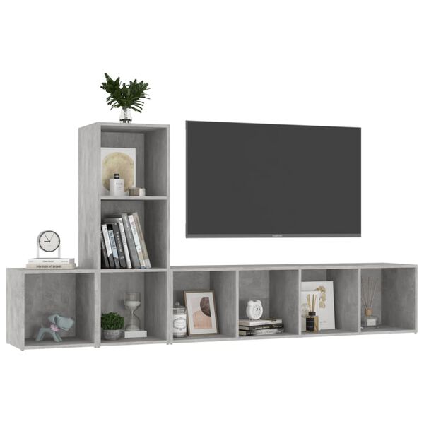 vidaXL 3 Piece TV Cabinet Set Concrete Grey Engineered Wood