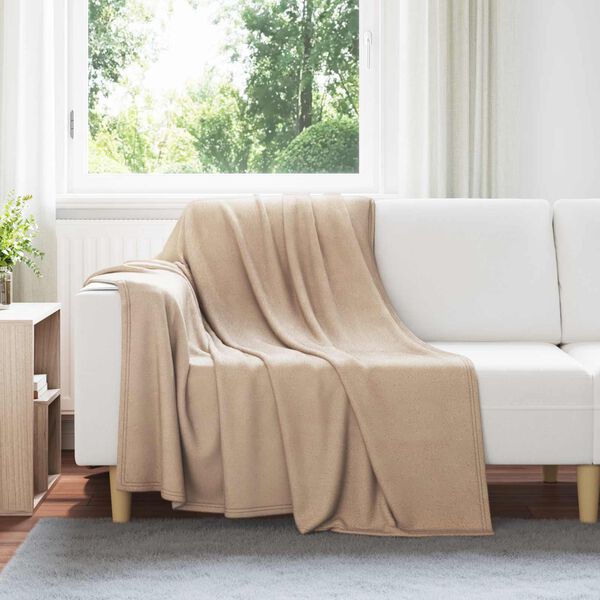 vidaXL Throw Blanket Camel 200 x 150 cm Fleece