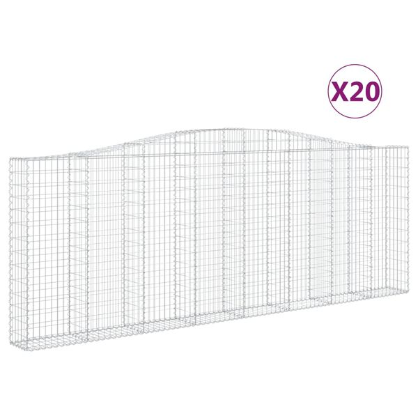 vidaXL Arched Gabion Baskets 20 pcs 400x30x140/160 cm Galvanised Iron