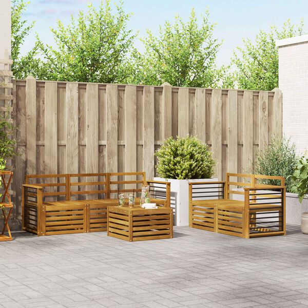 vidaXL Sofa Sets 6 pcs Natural Solid Acacia Wood