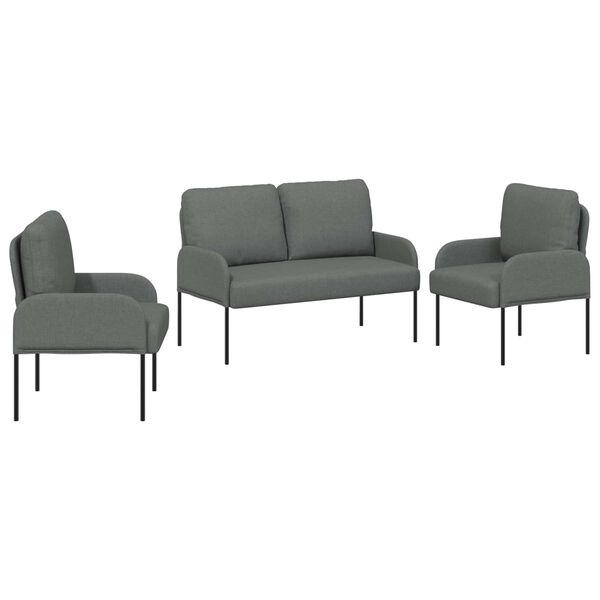 vidaXL Sofa Sets with Cushion 3 pcs Dark Grey 115 x 56 x 80 cm Plywood