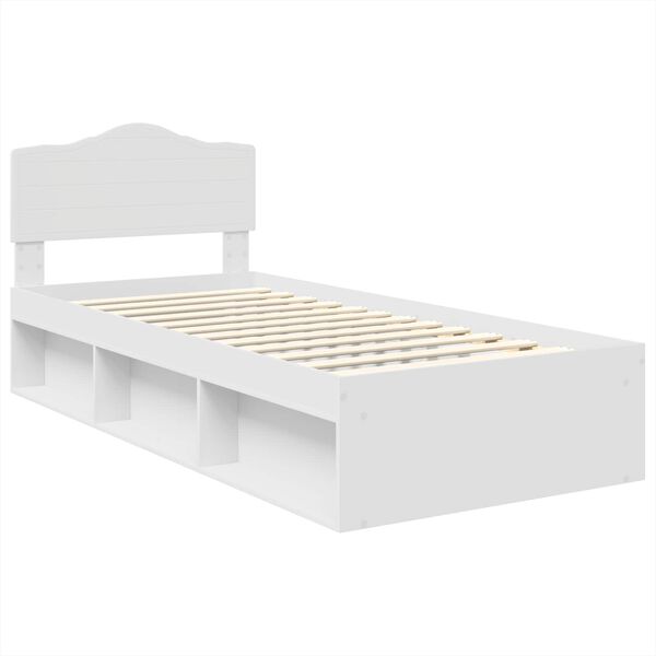 vidaXL Bed Frame with Headboard White 90 x 200 cm Solid Pine Wood