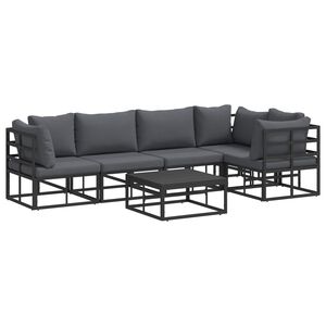 vidaXL Garden Sofa Set with Cushion 6 pcs Black Aluminium