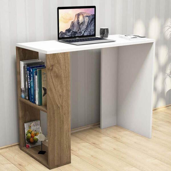 Homemania Computer Desk Nano 90x40x75 cm White and Walnut